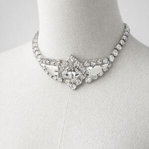 Alessandra Rich Silver Crystal Choker Necklace